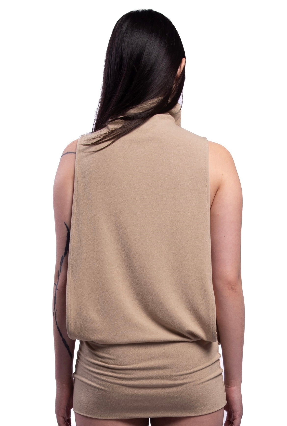 Polo neck dress sand